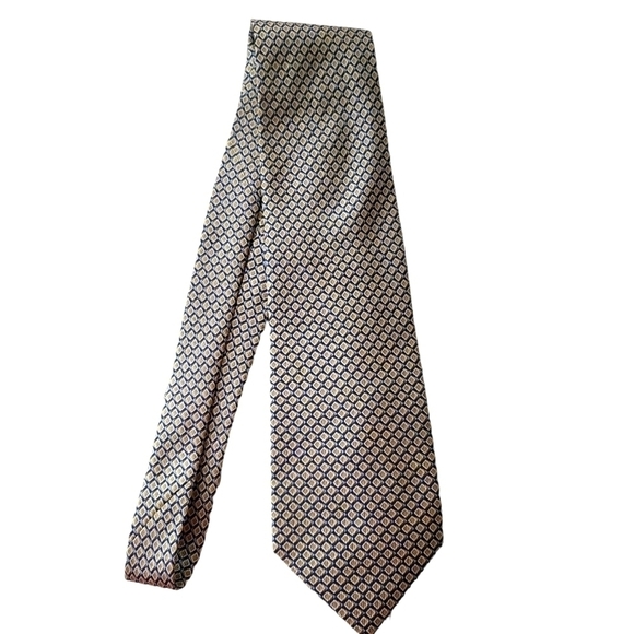 Nautica Gold and Blue Print Silk Tie NWOT - Picture 1 of 3